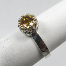 Load image into Gallery viewer, Citrine Faceted hammered finish ring size 6

