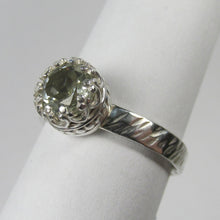 Load image into Gallery viewer, Mint Green Quartz Faceted twisted bark finish ring size 6
