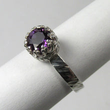 Load image into Gallery viewer, Amethyst twisted bark finish ring size 6
