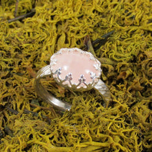 Load image into Gallery viewer, Rose Quartz ring polished twisted bark texture Size 6
