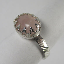 Load image into Gallery viewer, Rose Quartz ring polished twisted bark texture Size 6
