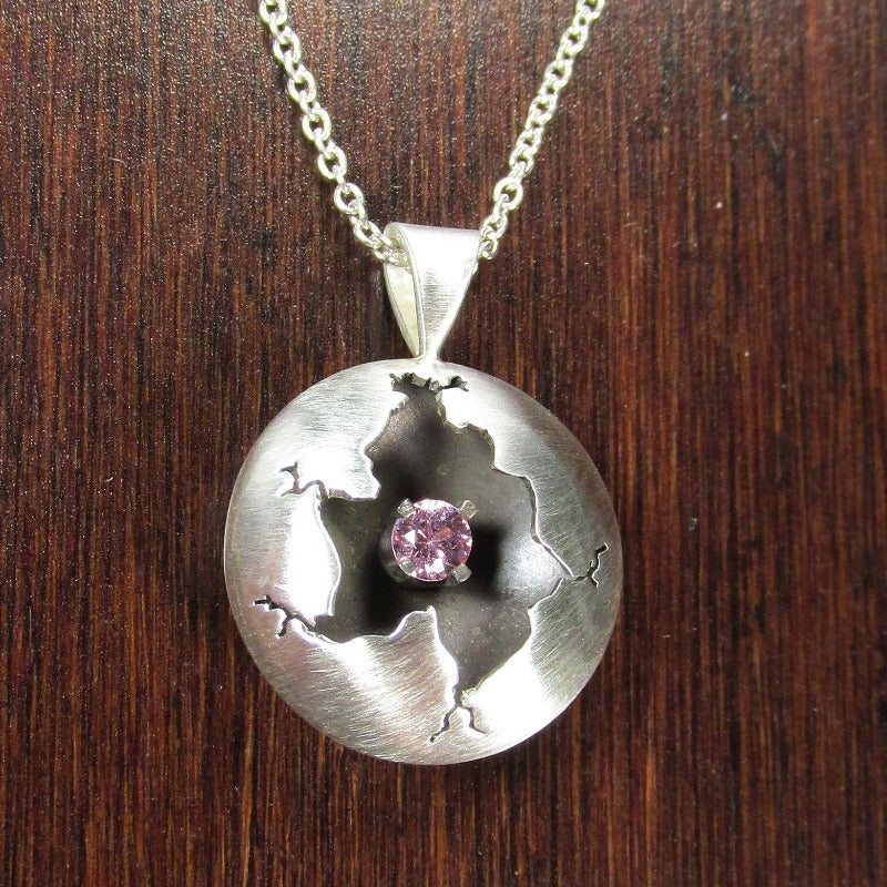 Pink Sapphire Cracked Pendant 0.17ct small size