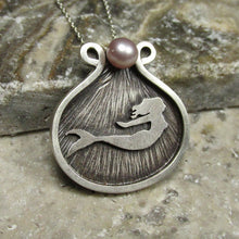 Load image into Gallery viewer, Swimming Mermaid Pendant Pink Pearl
