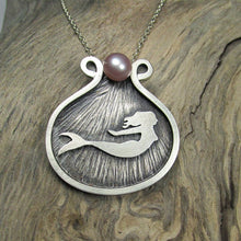 Load image into Gallery viewer, Swimming Mermaid Pendant Pink Pearl
