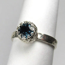 Load image into Gallery viewer, London Blue Topaz Faceted hammered finish ring size 6
