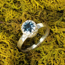 Load image into Gallery viewer, London Blue Topaz Faceted hammered finish ring size 6

