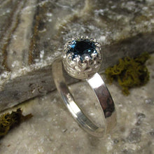 Load image into Gallery viewer, London Blue Topaz Faceted hammered finish ring size 6
